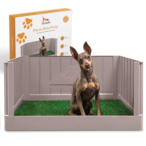 Dog Litter Box with High Walls, Indoor Dog Potty, Artificial Grass Pad with Tray for Dogs, Pee Pad Holder, Potty Training Tray with Reusable Turf Patch, for Apartments & Balconies