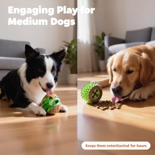 MECOOL 2PCS Durable Dog Chew Toys, Squeaky Chew Ball & Treat Dispensing Toy, Tough Nylon Ends & Natural Rubber for Aggressive Chewers, Interactive Puzzle Toys for All Breed Dogs,Bacon Flavored,Green - color: Green