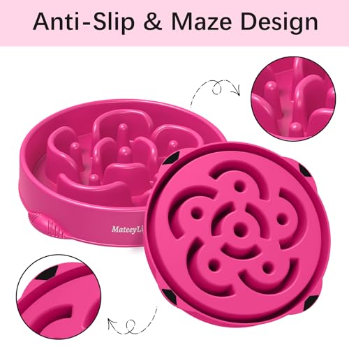 MateeyLife 1-Pack Slow Feeder Dog Bowls, 4 Cups, Dog Puzzle Feeder Bowl - color: J-Purple, size: Large
