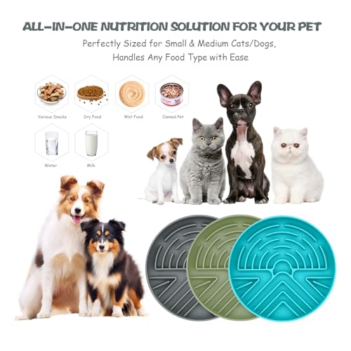 Lesipee Slow Feeder Dog Bowl for Large & Small Pets, Anti Choking Puzzle Dog Food Lick Mat with Non-Slip Base, Interactive Pet Slow Eating, Silicone Licking Mat Cat Feeding Bowl for Puppies & Cats - color: Blue