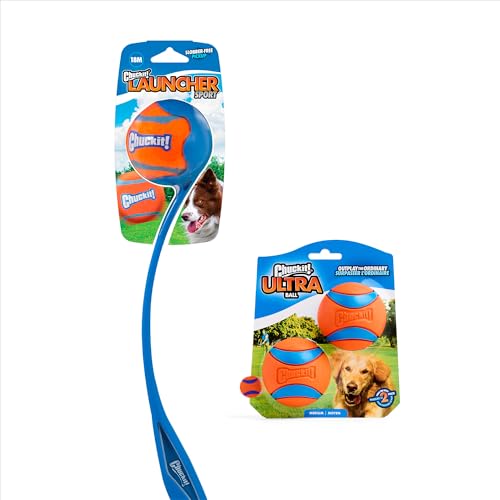 Chuckit! Ultra Ball and Launcher Bundle, Sport 18in, 2 Pack Medium 2.5in - size: 18in, style: Ultra Ball & Launcher Bundle