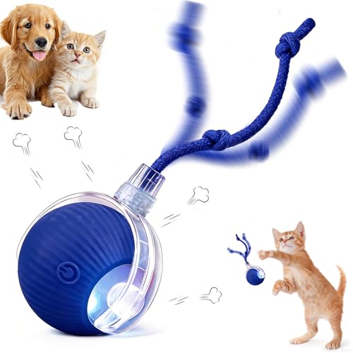 2025 New Electric Dog Ball Toy,360° Smart Automatic Interactive Rolling Ball, Smart Pet Toy,Interactive Dog Toys,Gift for Kids（Blue） - color: blue