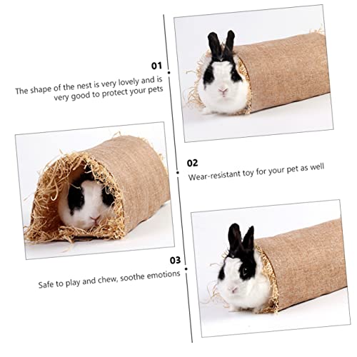 INOOMP Hamster Nest PET Sleeping Tunnel Grass Linen Nest for Small Pets - size: S