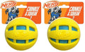 Nerf Dog 3.8in TPR Checker Squeak and Crunch Ball Dog Toy - Yellow with Blue Crunch Bag (Pack of 2) - size: Pack of 2