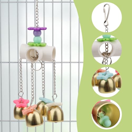 Hypeety Bird Bell Toy with Sweet Sound Cage Hanging Swing Bell for Parakeet - color: Bell Toy-4 bells