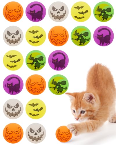 PET SHOW 20 Pack Halloween Cat Toys Bouncy Balls 1.2inch for Indoor Cats - style: 20Pcs Halloween Cat Bouncy Balls