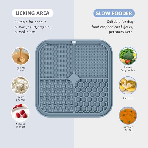 ChefAide 2 Pack Lick Mat for Dogs, Cats & Puppies with Suction Cups - color: Blue & Beige