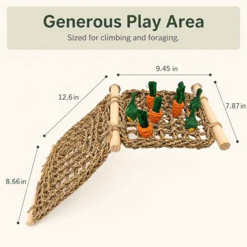 Parrot Chewable Natural Seagrass Woven Hammock,Natural Parrot Net(Carrot) - color: Splicing
