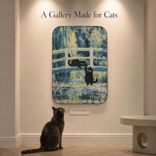 Cat Wall Scratcher, Art Cat Scratching Board for Indoor Cats - color: Lily Pond Bridge New