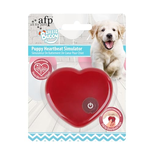 ALL FOR PAWS Little Buddy Puppy Heartbeat Simulator, Battery-Operated Anxiety Relief Toy, Red