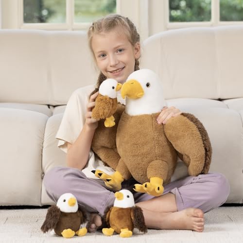 Bald Eagle Stuffed Animal Set with 3 Babies, 2 Eggs, 16 Inch - style: Blad Eagle
