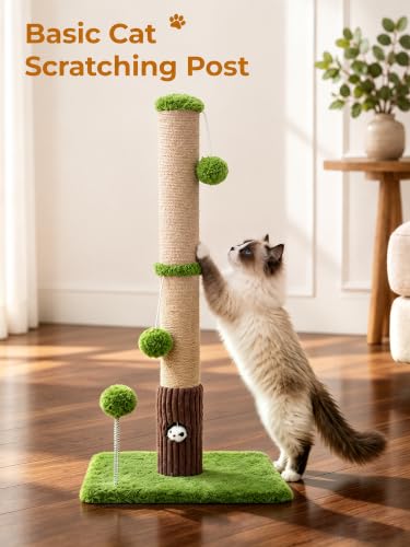 Woochpet Funny Cat Scratching Posts Sturdy Scratcher Posts 33'' Green - color: Green, size: 33‘’