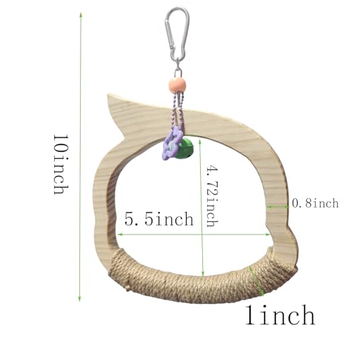 Wooden Bird Swing Toy with Rope Swing,Natural Wood Swing
