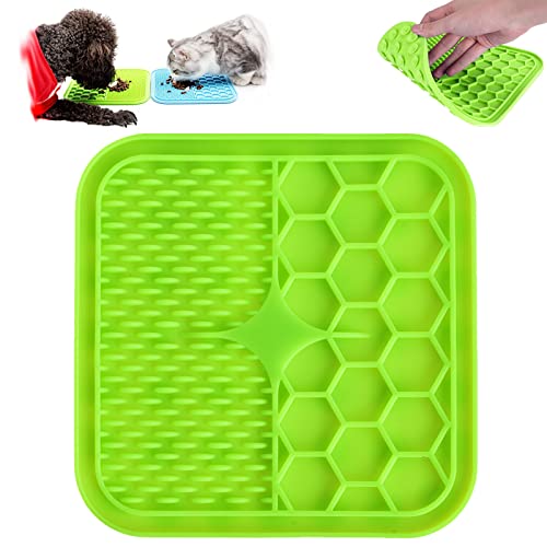Lick Mat for Dogs, Dog Lick Mat with Suction Cups for Anxiety, Peanut Butter Dog Licking Mat Slow Feeder Dispensing Treater Lick Pad for Dogs Cats Grooming Bathing and Training (Small Green) - color: Small Green