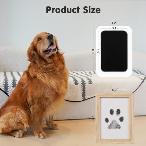Inkless Paw Print Kit for Dogs,Cats & Babies,Clean Touch Dog Nose - color: Black Pad,Black/Natural Wood Frame, size: 4-Pack,Large