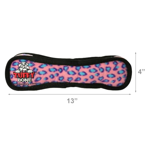 TUFFY® 2 Pack Ultimate Bone Ultra Durable Plush Dog Toy - color: 2PK Pink Leopard Bone