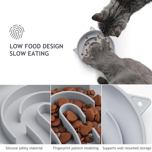 Coomazy Slow Feeder Cat Bowl Silicone Pet Puzzle Feeder for Slow Eating - color: Gray