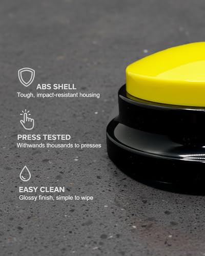 Dog Buttons for Communication Voice Recording Buttons for Classroom and Pet Training 30-Second Record & Playback Dog Buttons for Study, Office, Family, and Kids (Yellow, one) - color: Yellow