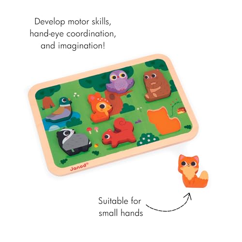 Janod - Chunky pegged Puzzle - Forest - 7 Pieces - style: Forest