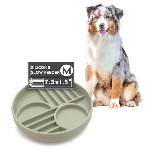 Slow Feeder Dog Bowl - Silicone Dog Bowl, Medium, 7.5" x 1.5" - Sage - color: Sage - Sunset Design, size: Medium (7.5” Across x 1.5” Tall)