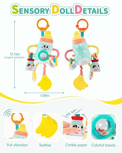 Jollybaby Pull Down CarSeat Stroller Hanging Toy for 0-12 Month Baby Bottle - style: Baby Bottle