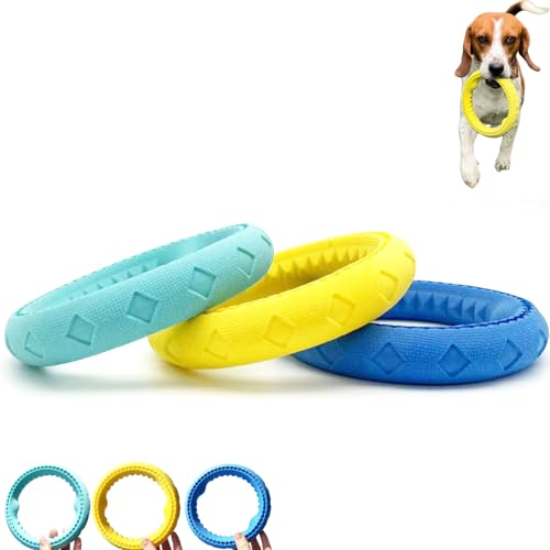 3Pcs Tough Durable Ring Toy for Dogs Tug Ring Strong Rubber Dog Fetch Toy for Small Medium Breeds Pack of 3