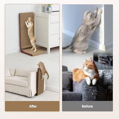 EHEYCIGA Cardboard Cat Scratcher for Indoor Cats, 19 Inch, Dark Brown - color: Dark Brown, size: 11.4x9.75x19