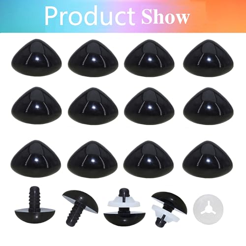 1BOX(30PCS) 22 x 26.5mm Large Black Plastic Triangle Shape Safety Nose with Sturdy and Precise Plastic Washers for Plush Animal Making Craft - color: #2 Triangle Nose