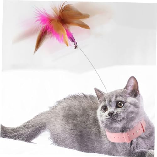 SUPVOX 2-Pack Hands- Feather Collar Toy : Adjustable Silicone Teaser Wand for Indoor Cats - Self-Play Interactive Kitten Toy with Bell