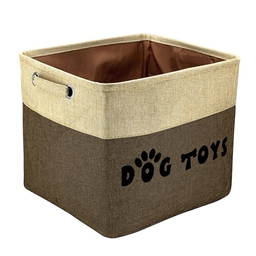 PET ARTIST Dog Toy Basket, Large Collapsible, Brown, L:15"x13"x12" - color: Brown, size: L:15"x13"x12"