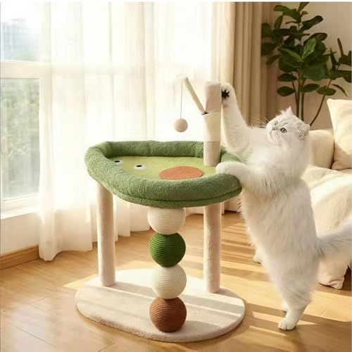 Cat Scratching Post, 28.35" H(72cm) Cat Tree/Cat Tree Tower with Cat Bed, Scratching Posts for Indoor Cats with one Plush Ball Toy, Small Cat Tree for Kittens/Cats Playing (28 in Cat Tree) - size: 28 in
