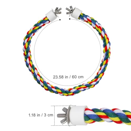 Hemobllo Parrot Cotton Rope Perch 23.62 in Bird Rope for Cages Climbing Chewing Standing Station for Parakeets Balance Training Exercise and Boredom Relief - size: 60cm