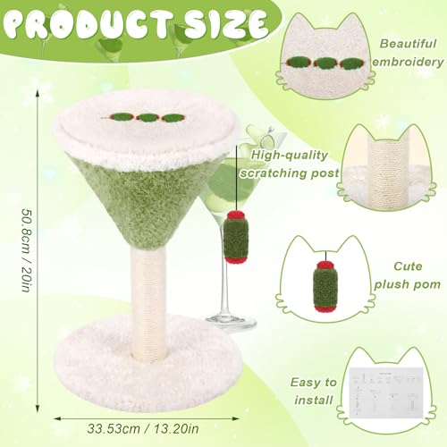 Sosation Green Martini Cat Scratching Post 19.7" H with Dangling Ball - color: Green