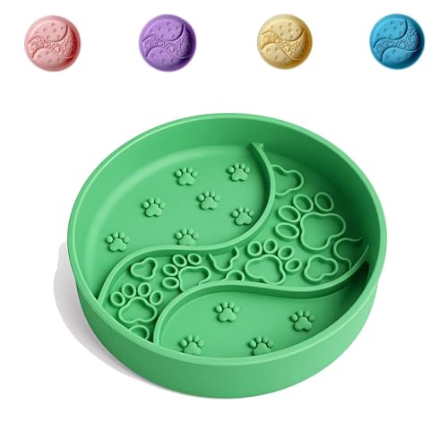 2026 New Silicone Slow Feeder Pet Bowl – 1.8 in Deep Slow-Eat Dog & Cat Bowl with Strong Suction Base, Dry & Wet Food Separation, 2–3 Cups Capacity, Easy Clean Non-Slip Design,BPA-Free - color: Sage Green