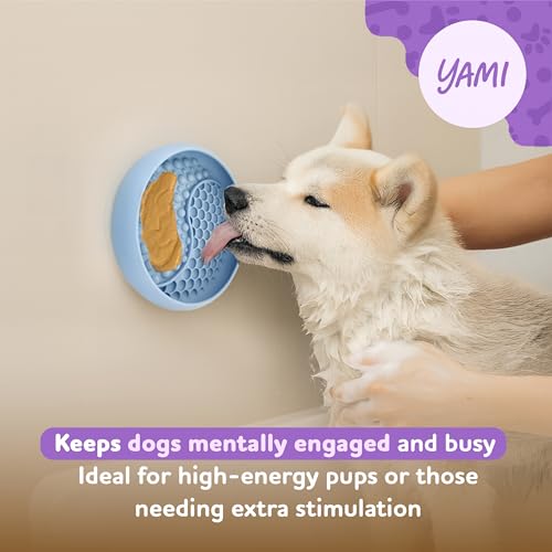 YAMI Dog Lick Bowl, Lick Mat for Dogs, Wet Food Cat Slow Feeder, Freeze Bowl, Enrichment & Puzzle Toy for Anxiety Relief, Food-Grade Silicone, Suction Cups, Dishwasher Fit, for All Breed (Light Blue) - color: Light Blue