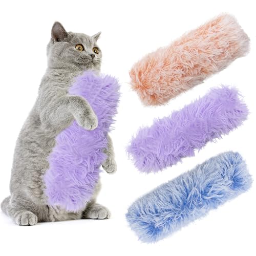 3 Pack Catnip Toys,Soft and Durable Cat Pillows Toys, Funny cat Toy - color: Purple+Blue+Pink