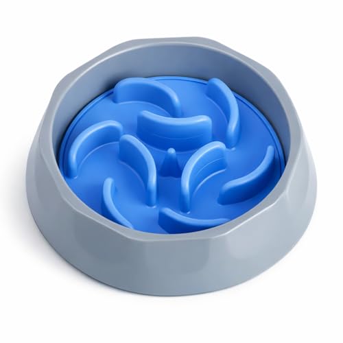 Slow Feeder Dog Bowl – Anti-Gulping Puzzle Feeder for Dogs, Slow Eating Dog Bowl with Removable Silicone Insert, Non-Slip, BPA-Free, for Small & Medium Dogs (Blue)