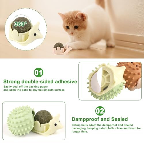 CCINEE 2pcs Catnip Balls for Cats Wall Catnip Toys Edible Cat Toys for Cat Lick Safe Healthy Kitten Chew Toys Teeth Cleaning Dental Cat Toys