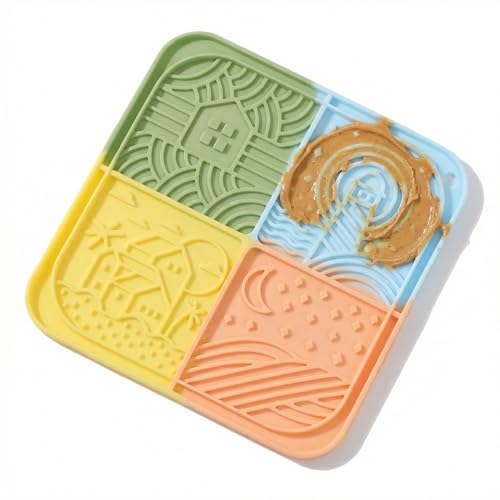Dog Lick Mat with Suction Cups, Silicone Slow Feeder Mat for Anxiety Relief, Multicolor - color: Multicolor