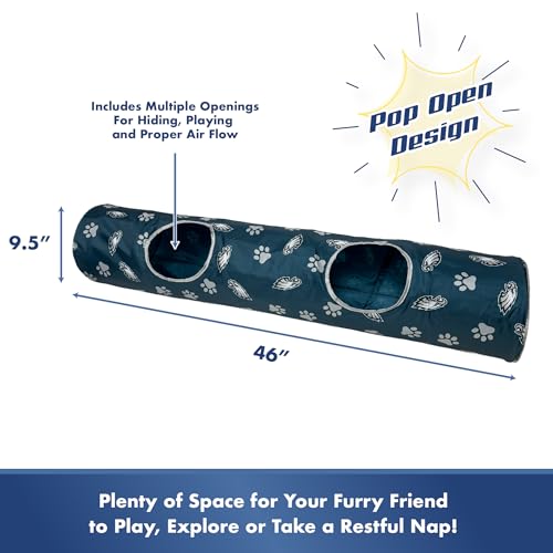 NFL Philadelphia Eagles Cat Tunnel Tube Toy with Plush Football Catnip and Feathers Collapsible Tunnel for Cats to Play, Peek and Hide, Sporty & Fun Cat Tunnel Toy with Team Logo All-Over Design! - color: Philadelphia Eagles