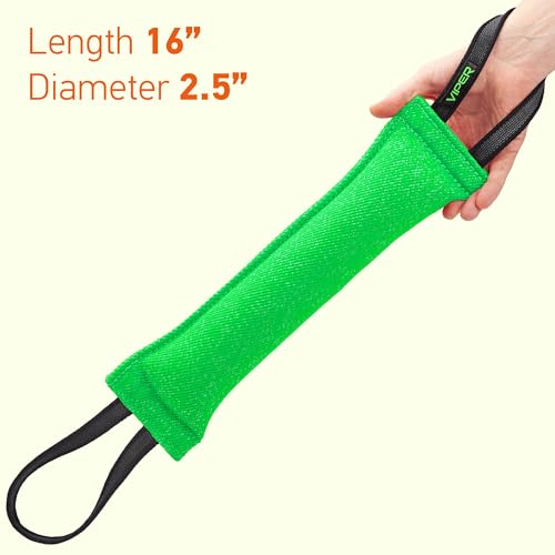 Viper Heavy Duty French Linen Dog Bite Tug Toy - K9 Trainer, Tough and Durable for Dogs Shutzhund IPO K-9 - Green - 12in L x 1.5 W - color: Green, size: 12in L x 1.5in W