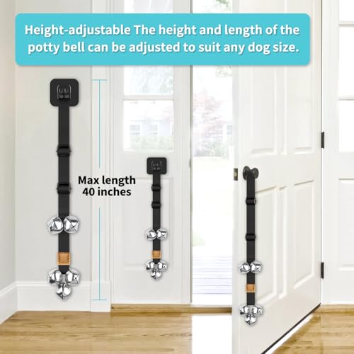 COOYOO Dog Doorbells, Adjustable Potty Training Dog Bells, Upgraded for Training Your Puppy The Easy Way, Premium Quality Housetraining Hanging Bell-5 Extra Large Loud 1.5 DoorBells - color: 01-Black