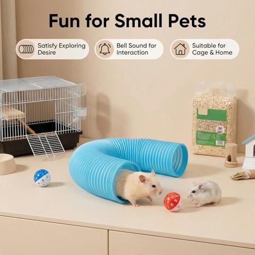 1 Pack Ferret Tubes & Tunnels with 4 Bell Balls, 3.9 in Wide, Blue - color: Blue, size: 1PCS