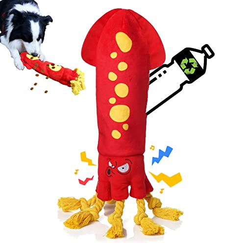 lilfrd Water Bottle Octopus Dog Toy, Squeaky Rope Stuffless Toys for Dogs - style: Octopus
