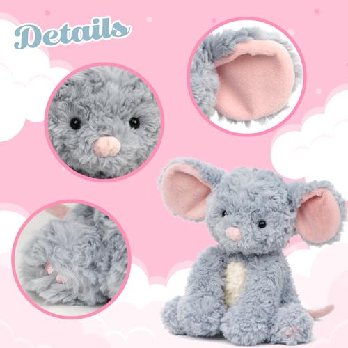 Hopearl Adorable Mouse Plush Toy Floppy Ultra Rat Haggable Soft Stuffed Animal Holiday Birthday Gift for for Boys Girls Kids Toddlers, Gray, 9'' - style: Mouse