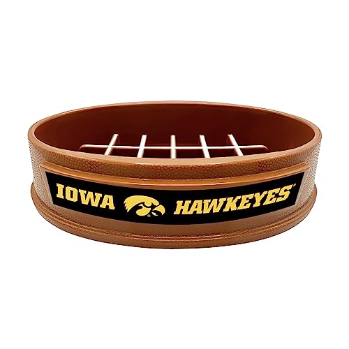 NCAA Super-Bowl - Iowa Hawkeyes Slow Feeder Dog Bowl. Football Design Slow Feeding Cat Bowl for Healthy Digestion. Non-Slip Pet Bowl for Large & Small Dogs & Cats - color: Iowa Hawkeyes