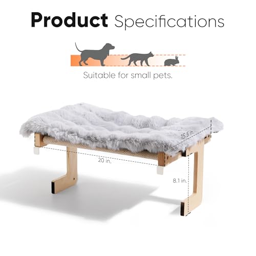 FUKUMARU Cat Window Perch, Sturdy Wood Hammock Window Bed for Indoor Cats - color: Grey