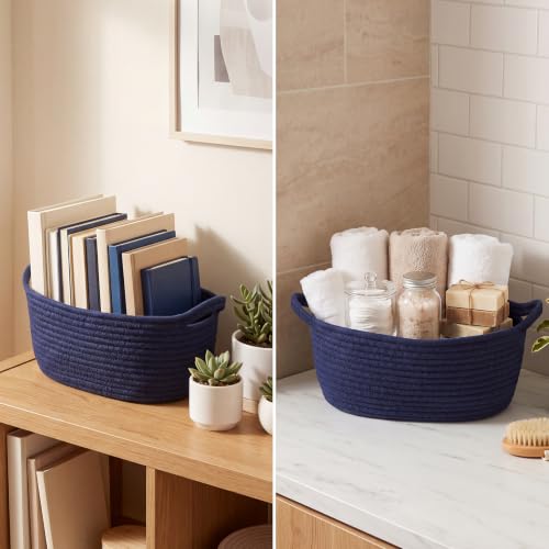 woric Navy Blue Baskets for Gifts Empty Small Woven Gift Basket - color: Navy Blue