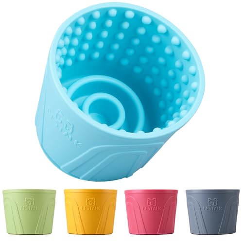 Dog Lick Bowl, Bestalk Anxiety Relief Slow Feeder Dog Lick Mat Treat Dispenser, Non-Slip Licking Bowl Enrichment Toys for Small Medium and Large Breed Dogs, BPA Free Silicone(Teal,M-L) - color: Teal, size: M-L