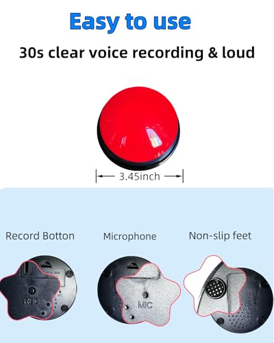 Dog Buttons for Communication - 30s Customizable Sound Button with Anti-Slip Mat & 25 Stickers,Loud and Clear Talking Buttons Set for Pets (4 Color)